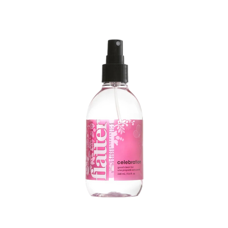 Spray lissant Soak Flatter Celebration 248 ml sans amidon, flacon rose festif