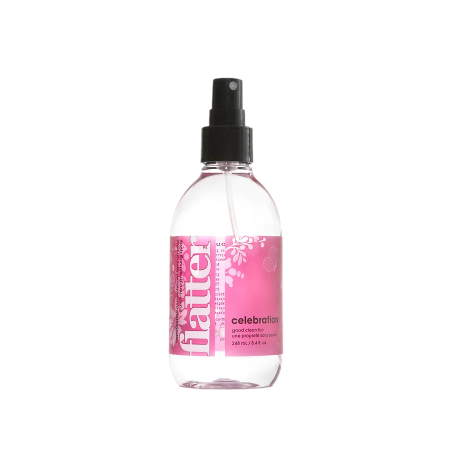 Spray lissant Soak Flatter Celebration 248 ml sans amidon, flacon rose festif