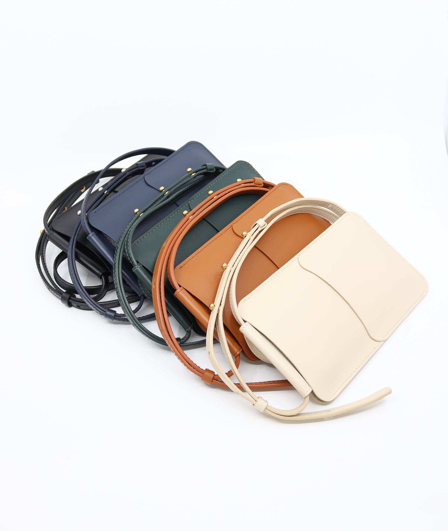 Pochettes téléphone en cuir KOOS, ensemble vert sapin et autres coloris