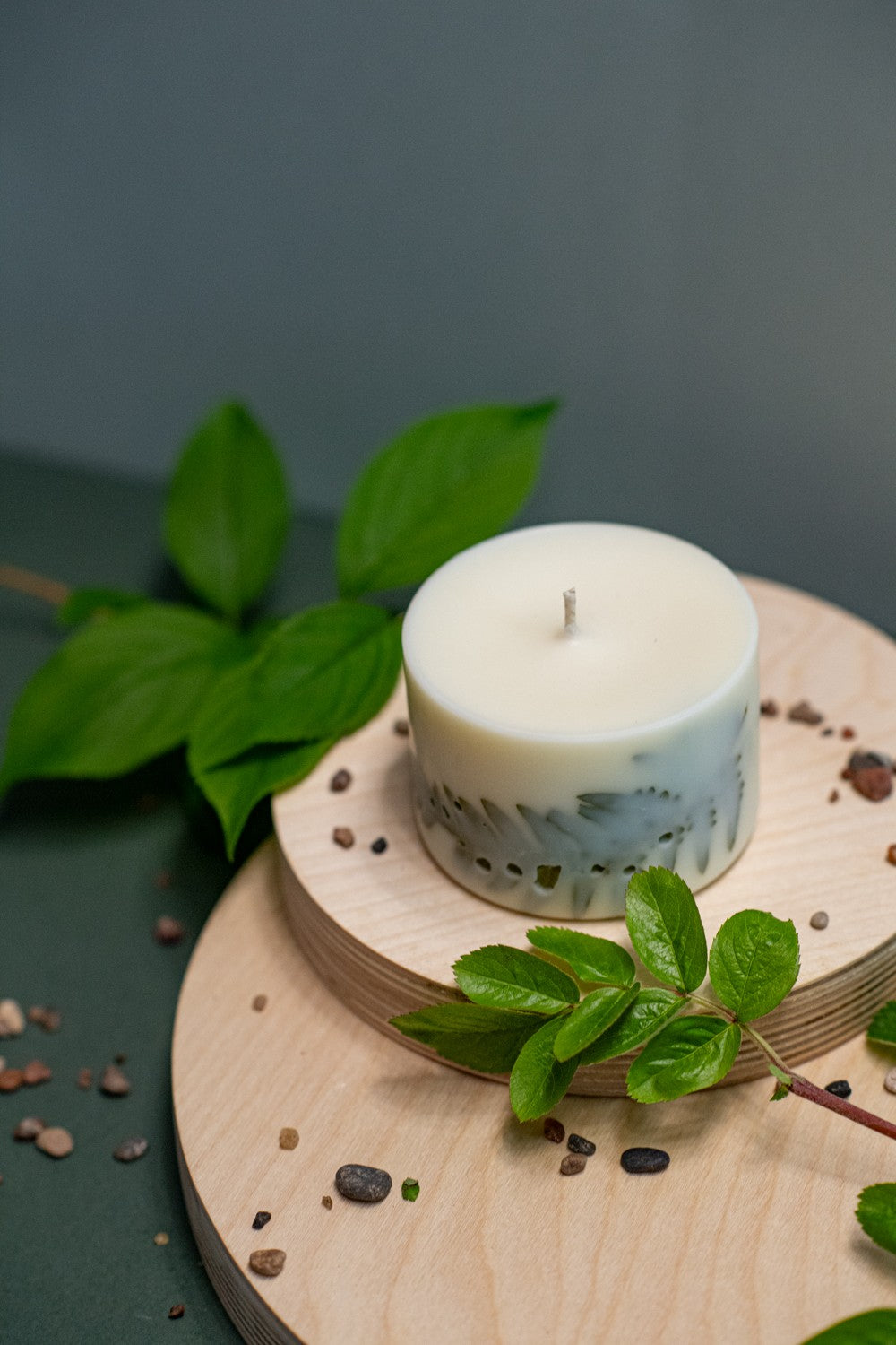 Bougie artisanale en cire de soja parfum citronnelle, vue produit