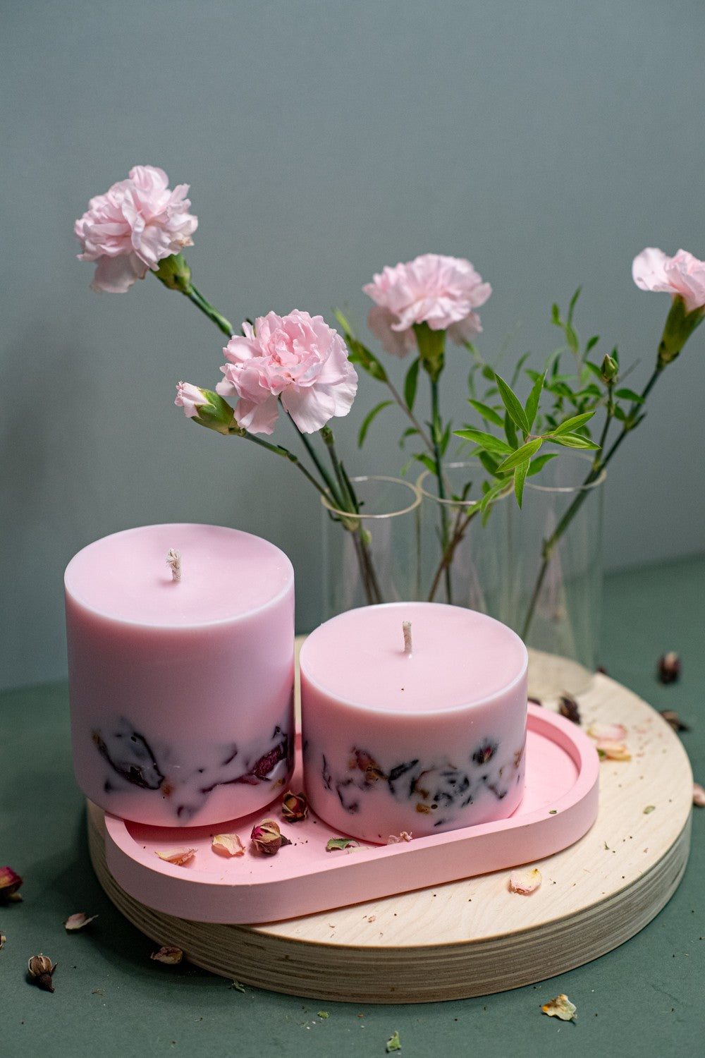 Bougie artisanale en cire de soja parfum pivoine, vue finale