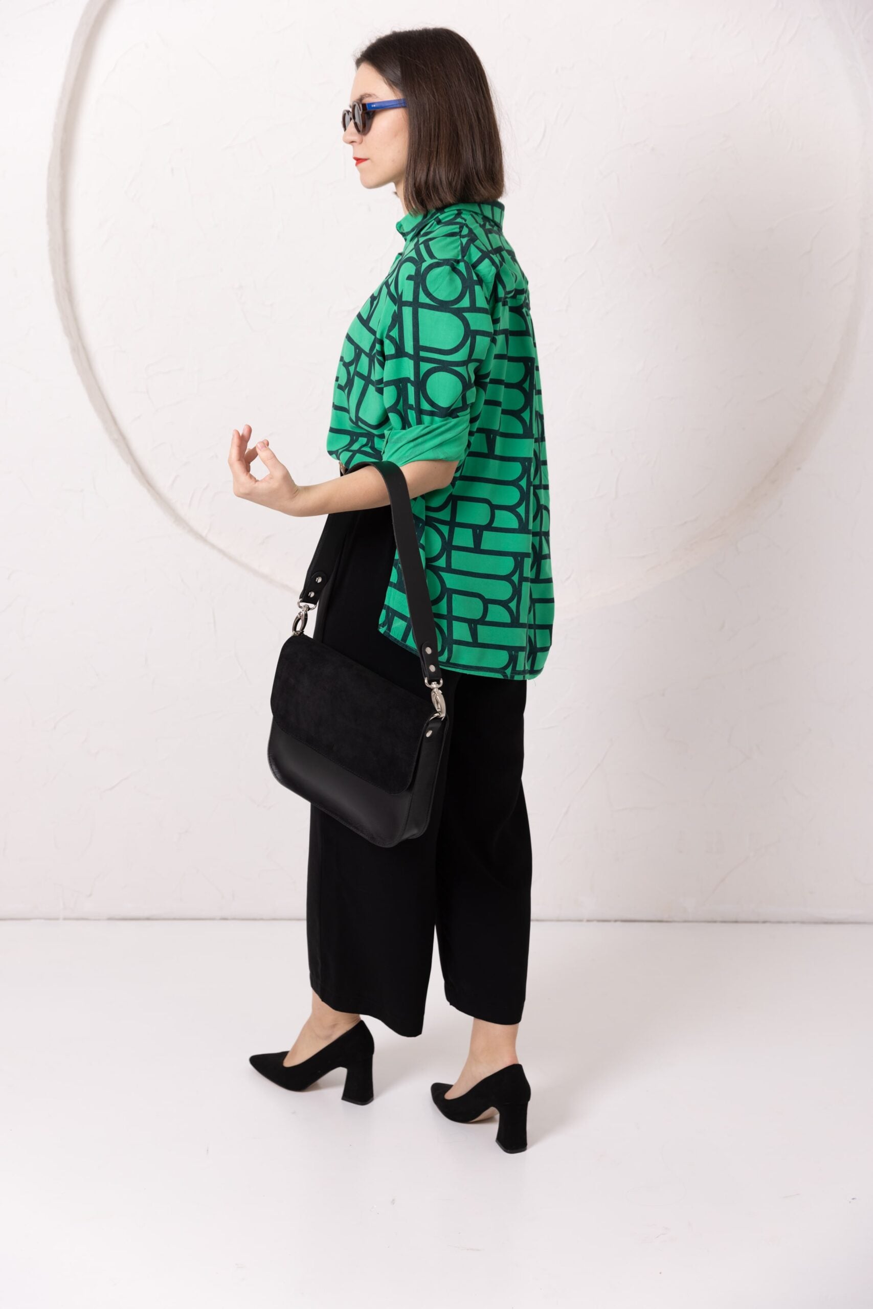Sac à main ASTORIA TOKS VISOKS en cuir et daim noir, vue détaillée