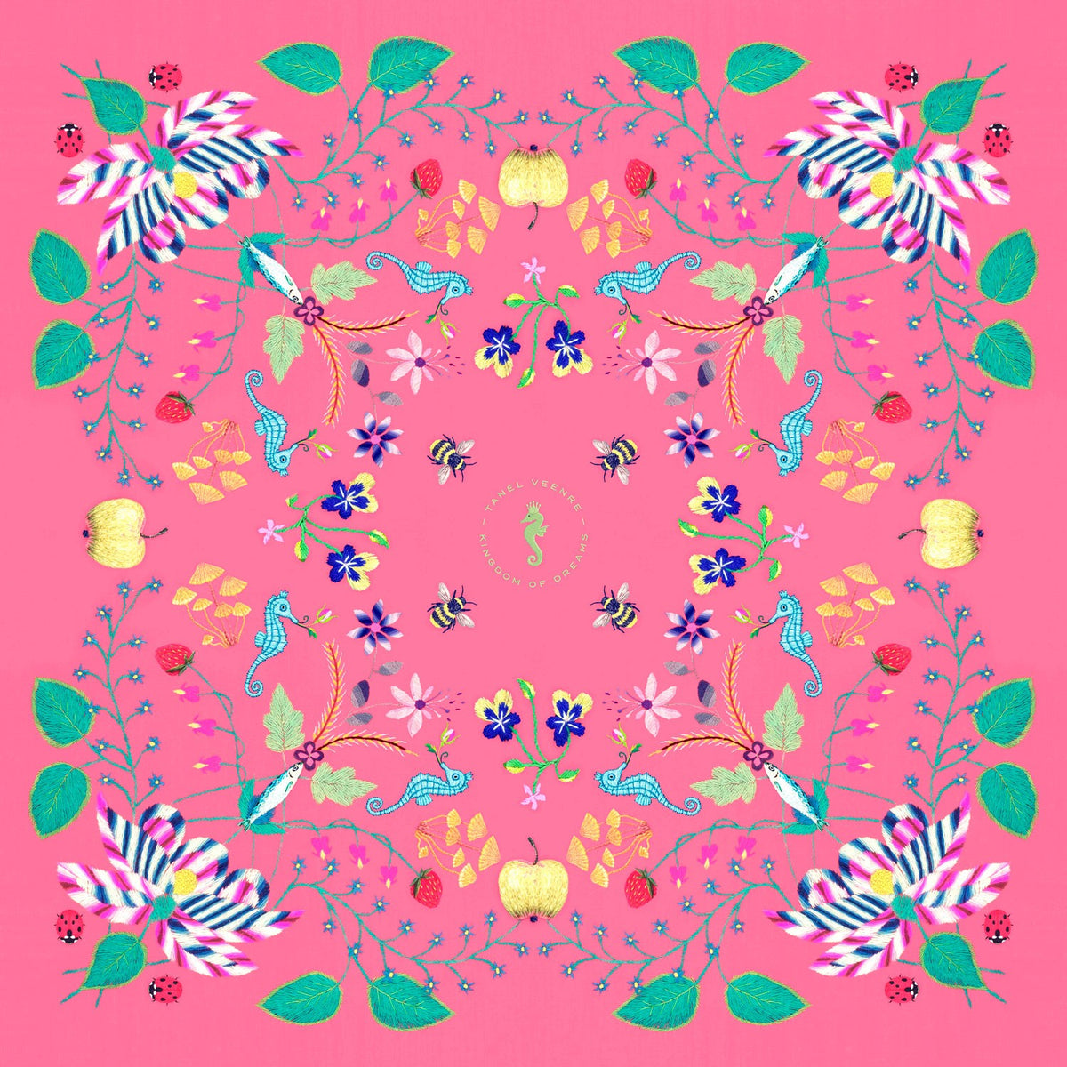 Unimoon Silk Scarf 63 × 63 cm – Pink Floral