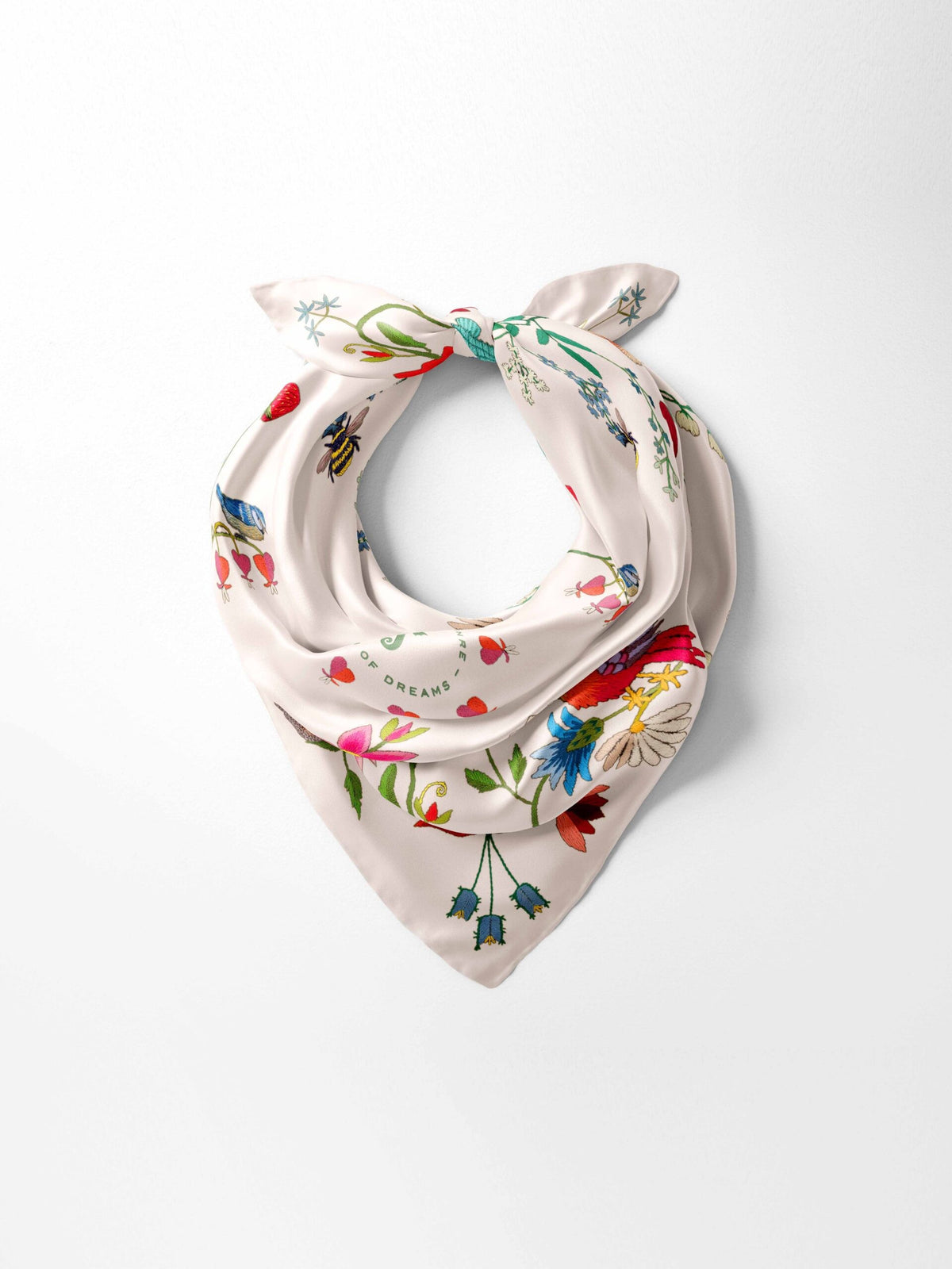 Unimoon Silk Scarf 63 × 63 cm – White Floral