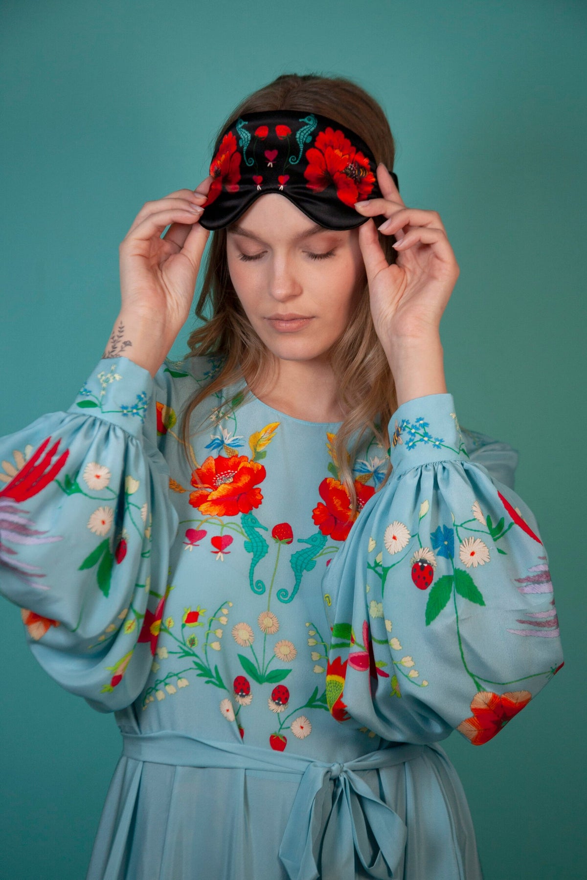 Unimoon Silk Sleep Mask – Black Floral