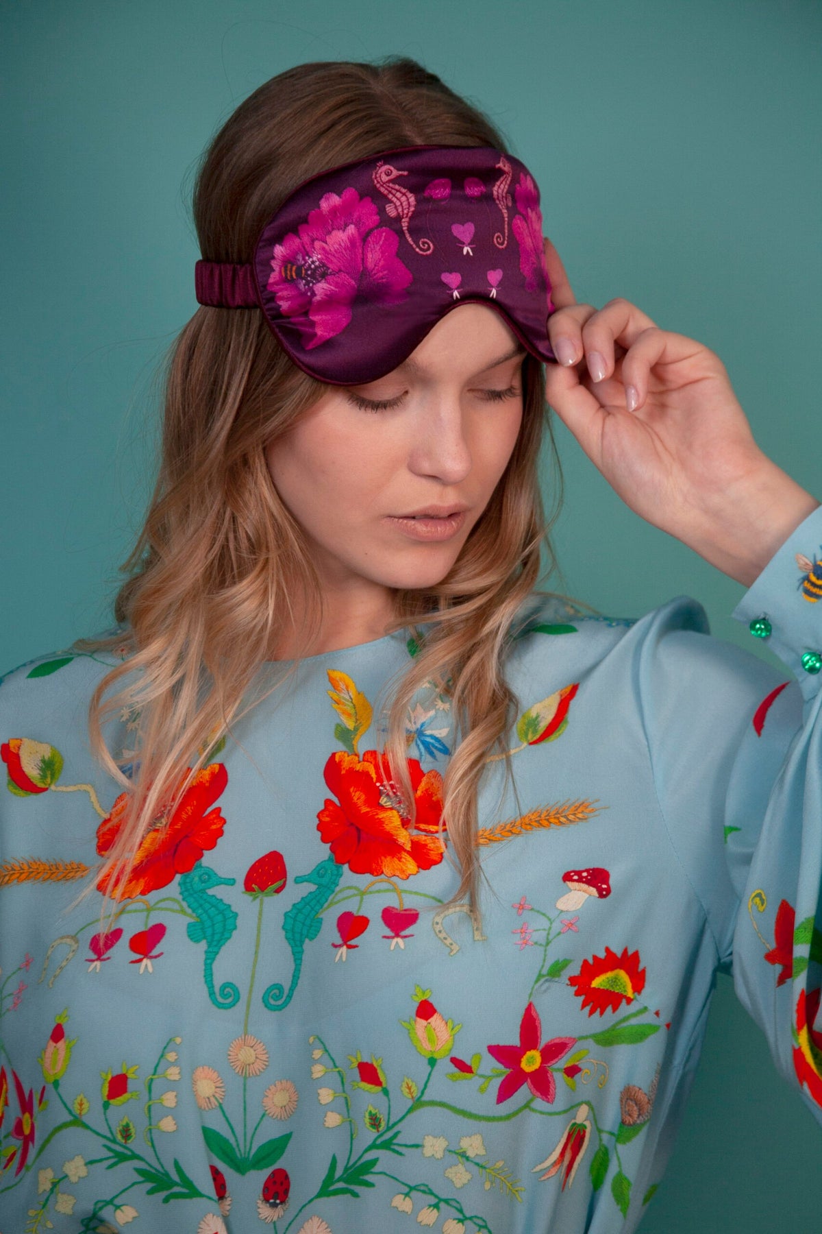 Unimoon Silk Sleep Mask – Burgundy Floral