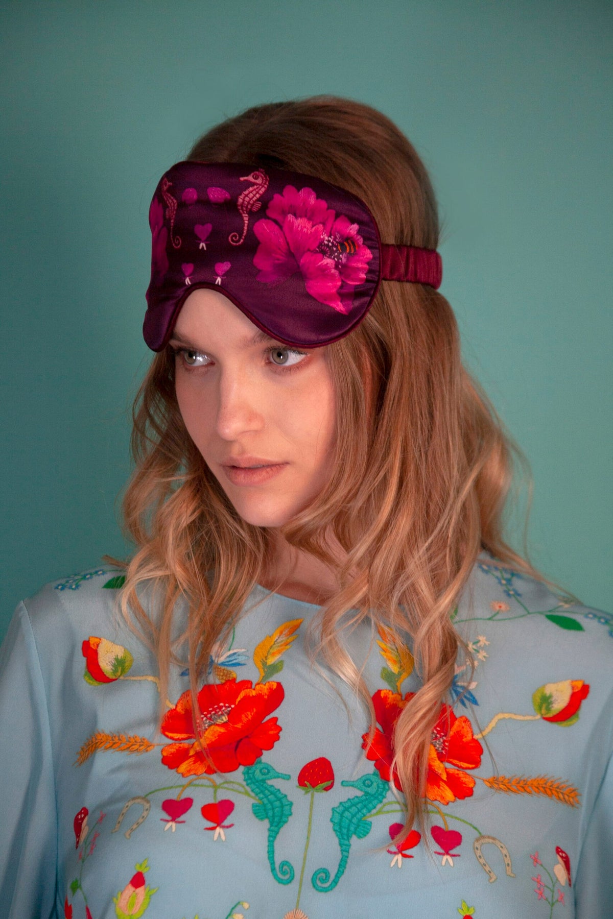 Unimoon Silk Sleep Mask – Burgundy Floral