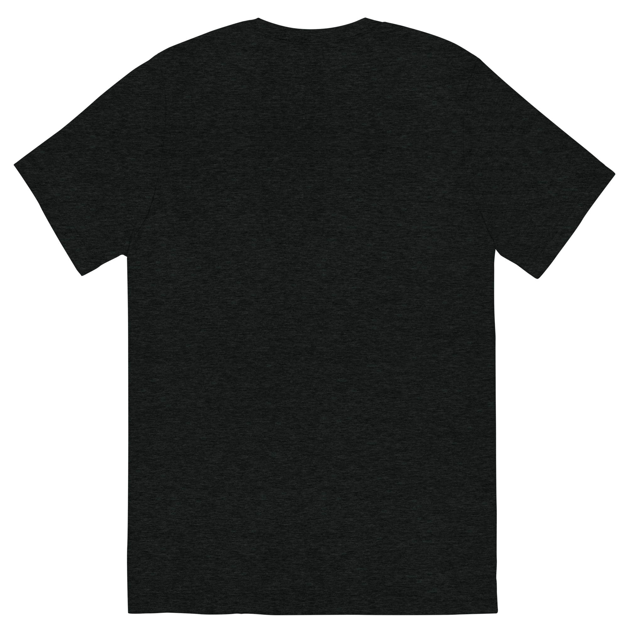 T-shirt unisexe tri-blend gris charcoal, vue de dos sur fond studio