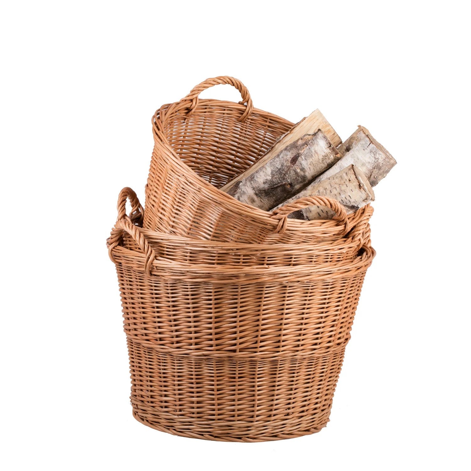 Panier en osier pour jardin et bois de chauffage 45 litres, vue éditoriale
