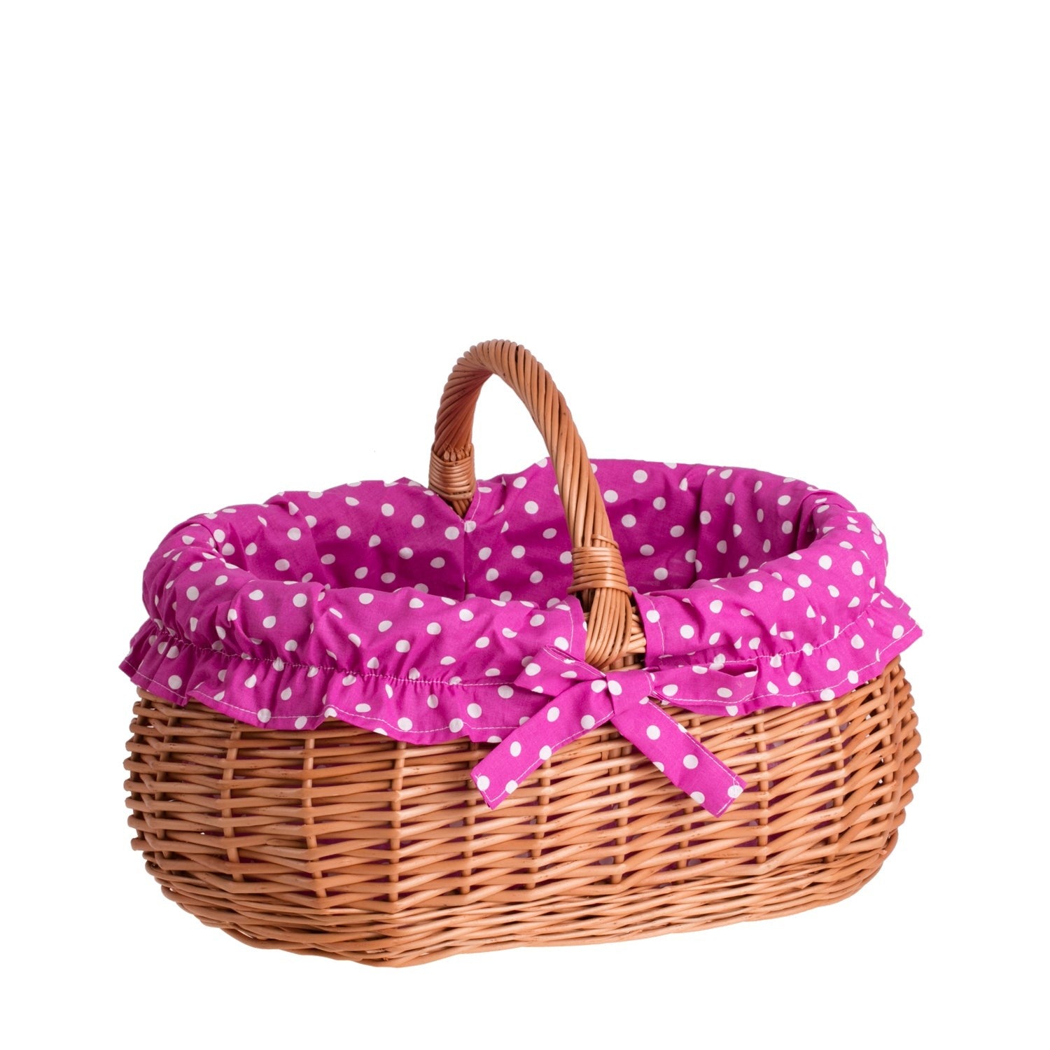 Panier de course en osier à anses et doublure rose modèle Wendissa, vue alternative