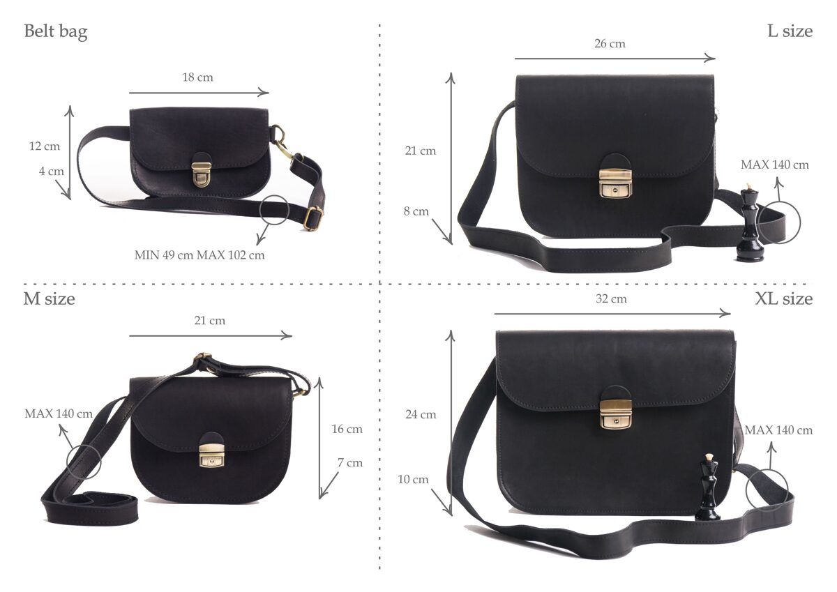 Sac selle grand format en cuir naturel noir, vue produit alternative