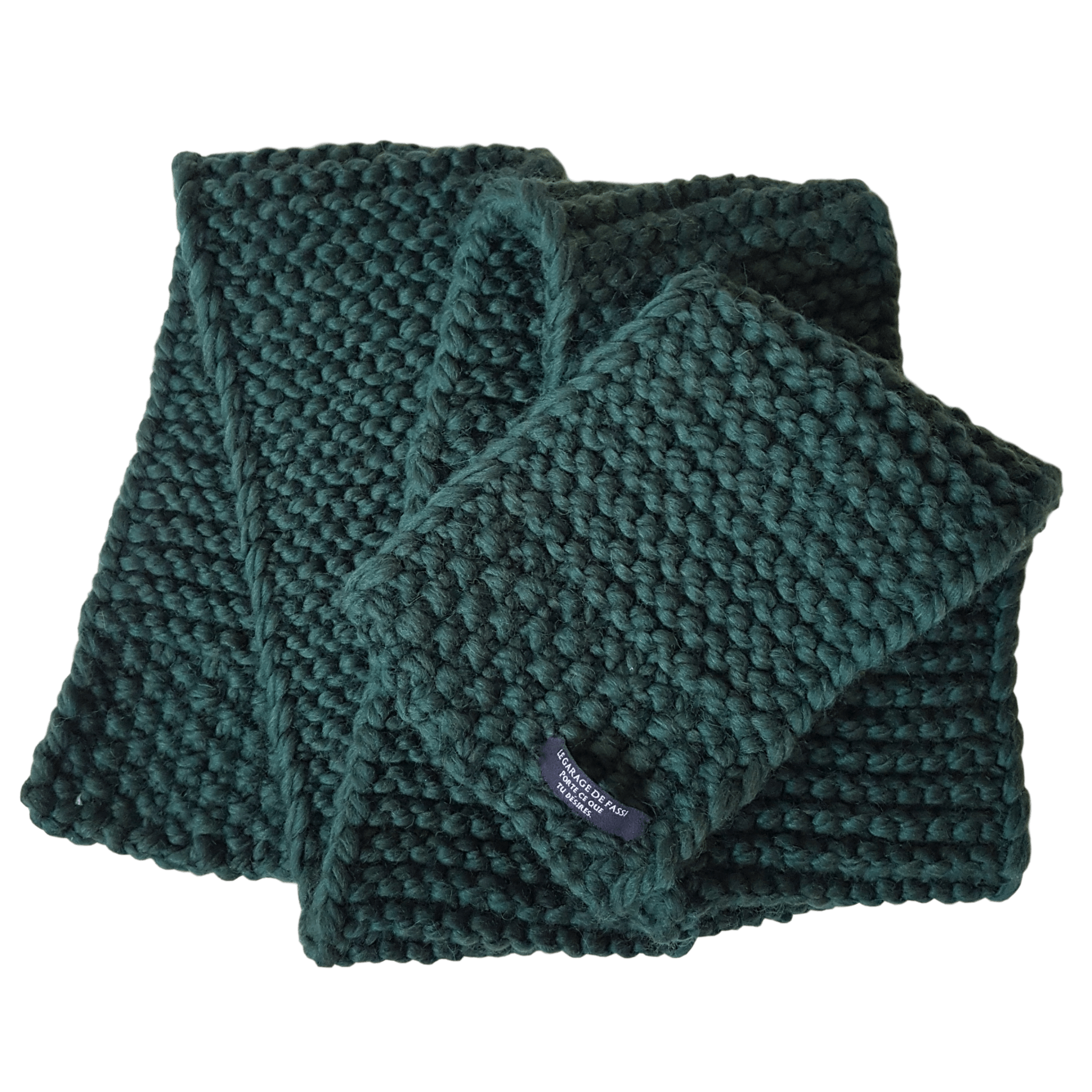 MINO (mini scarf) - écharpe en laine artisanale - Dark green - LGF