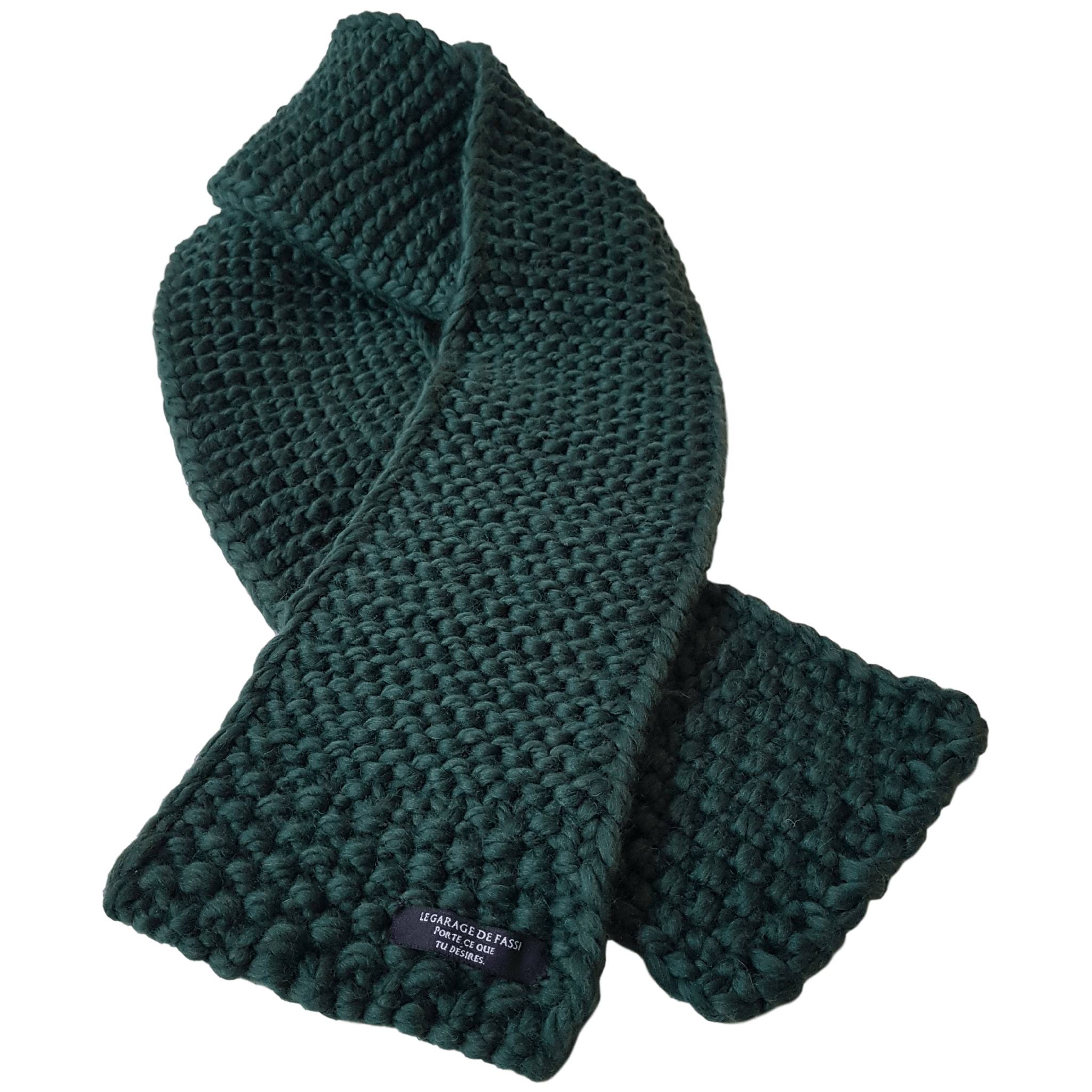 MINO (mini scarf) - écharpe en laine artisanale - Dark green - LGF